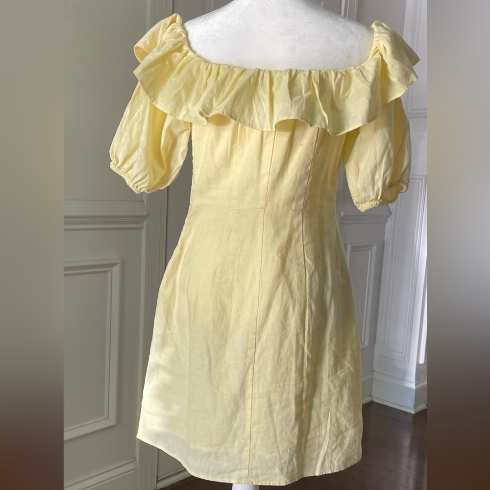 H&M Yellow Off-Shoulder Ruffle Mini Dress - Picture 4 of 5